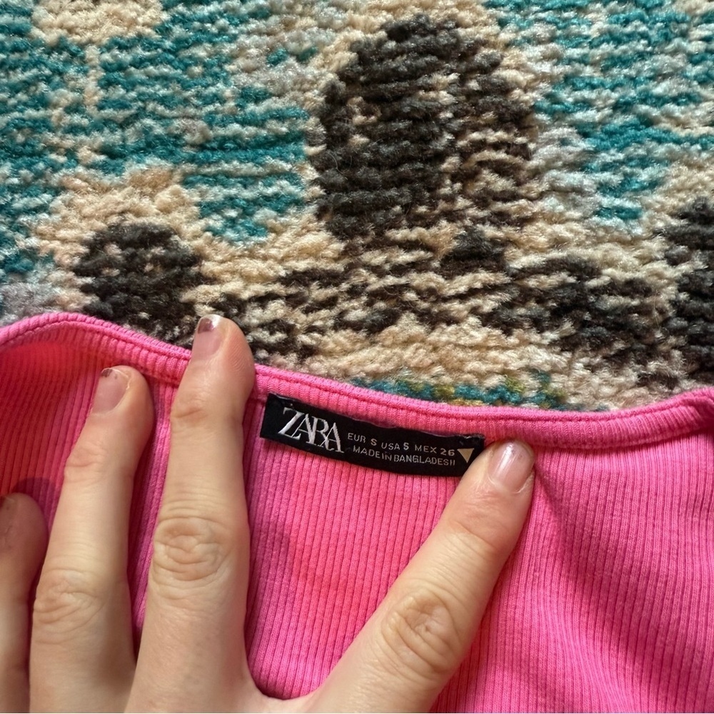 ZARA Pink Puff Sleeve Crop Top – Size Small - Picture 5 of 6